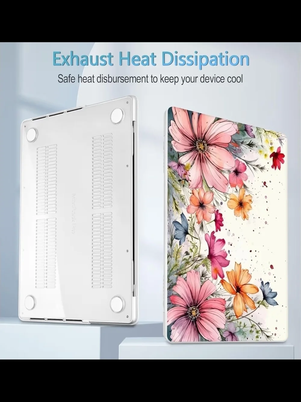 Floral Watercolor Laptop Case - Pink + Orange Blooms